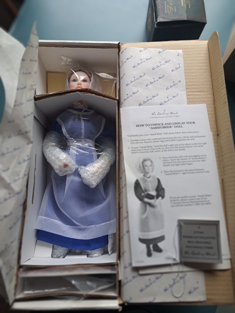 Amish Bride Doll in Blue Dress by Danbury Mint